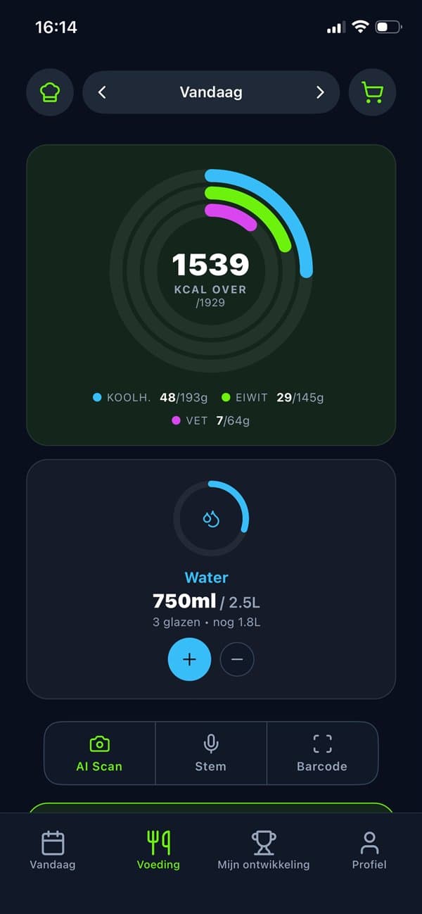 GYST2 voedingsdashboard voor sporters